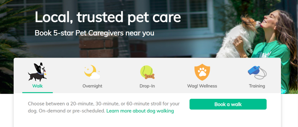 WAG company for pet care products & services. 