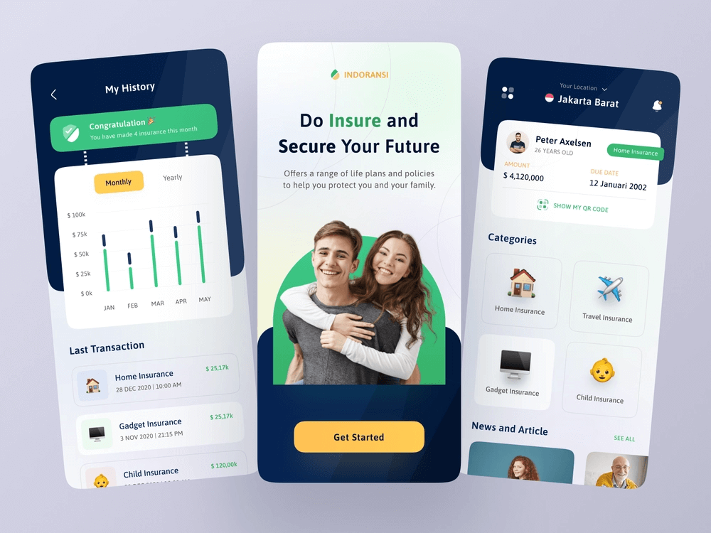 health insurance app screen