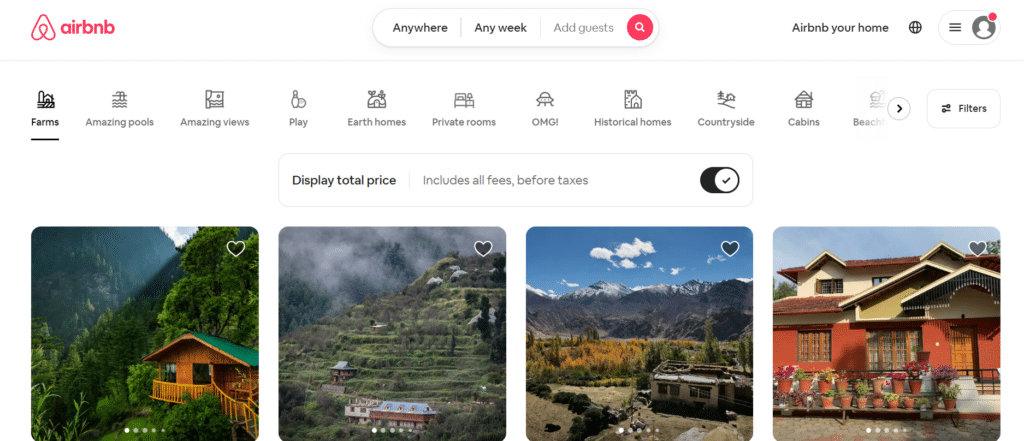 Airbnb website design