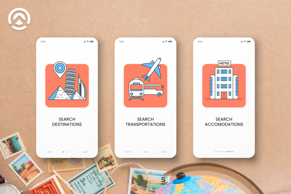 App screens - travel app